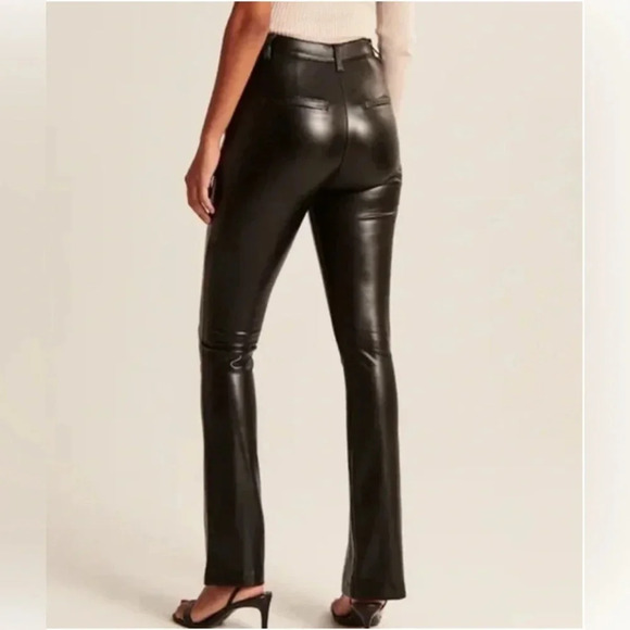 Abercrombie & Fitch The Skinny Ultra High Rise Black  Faux Leather Pants Size 14 - Picture 3 of 8